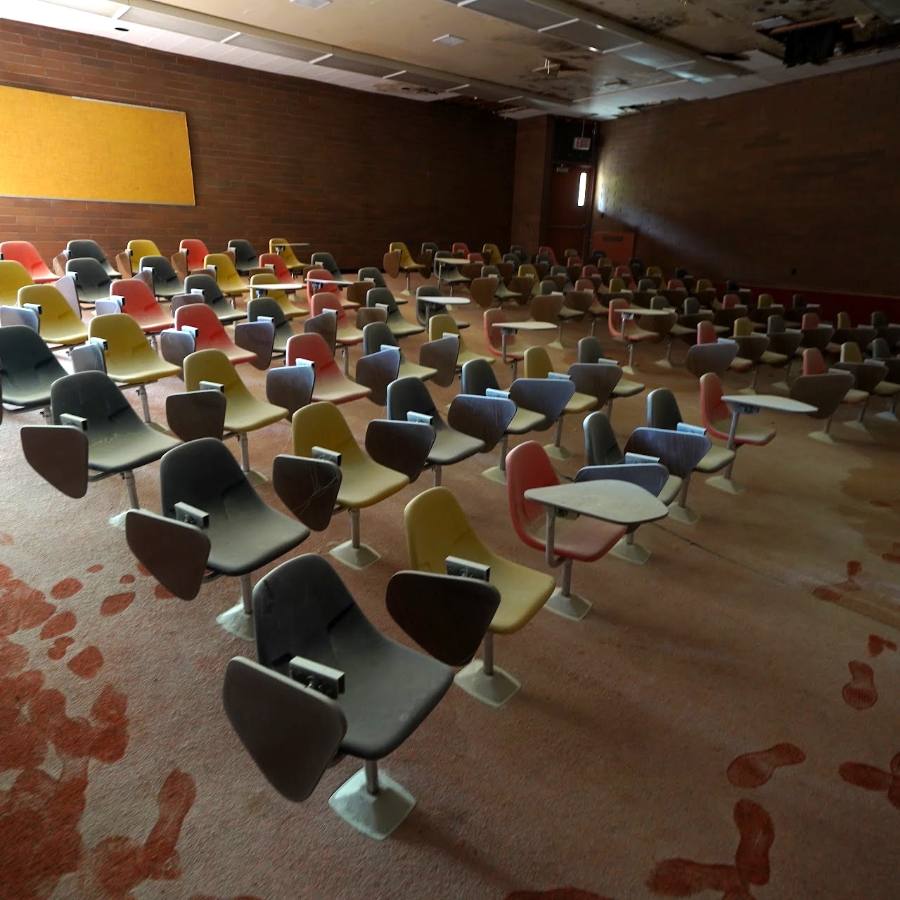 Earlier photograph of a classroom; not current condition